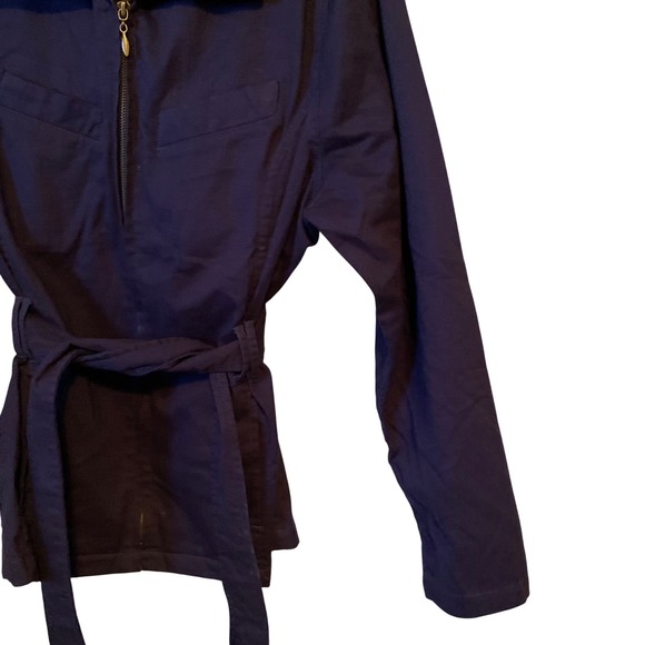 Maurices Navy Blue Cotton‎ Utility Jacket Belted Zip Front Women's Size M - Picture 4 of 13
